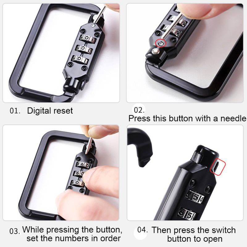 Khóa dây nón bảo hiểm xe đạp chống trộm 3 chữ số