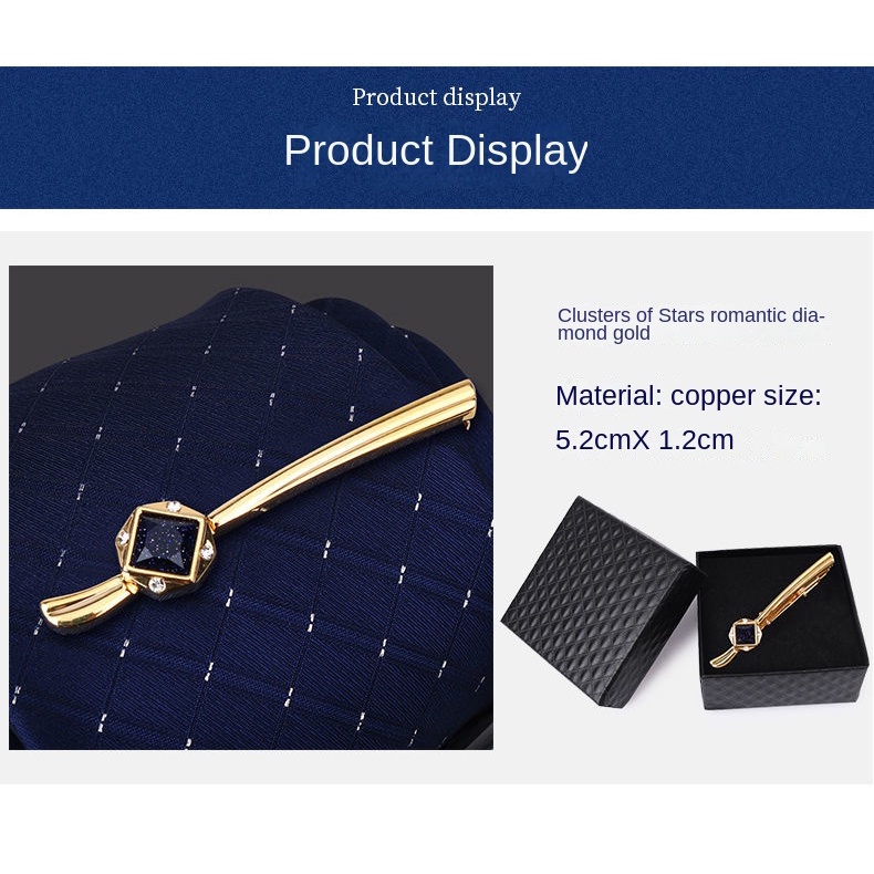 Kẹp Cà Vạt/Cà Vạt Đính Đá Màu Vàng Lãng Mạn Đơn Giản Phong Cách Hàn Quốc Thời Trang Cho Nam Và Nữ