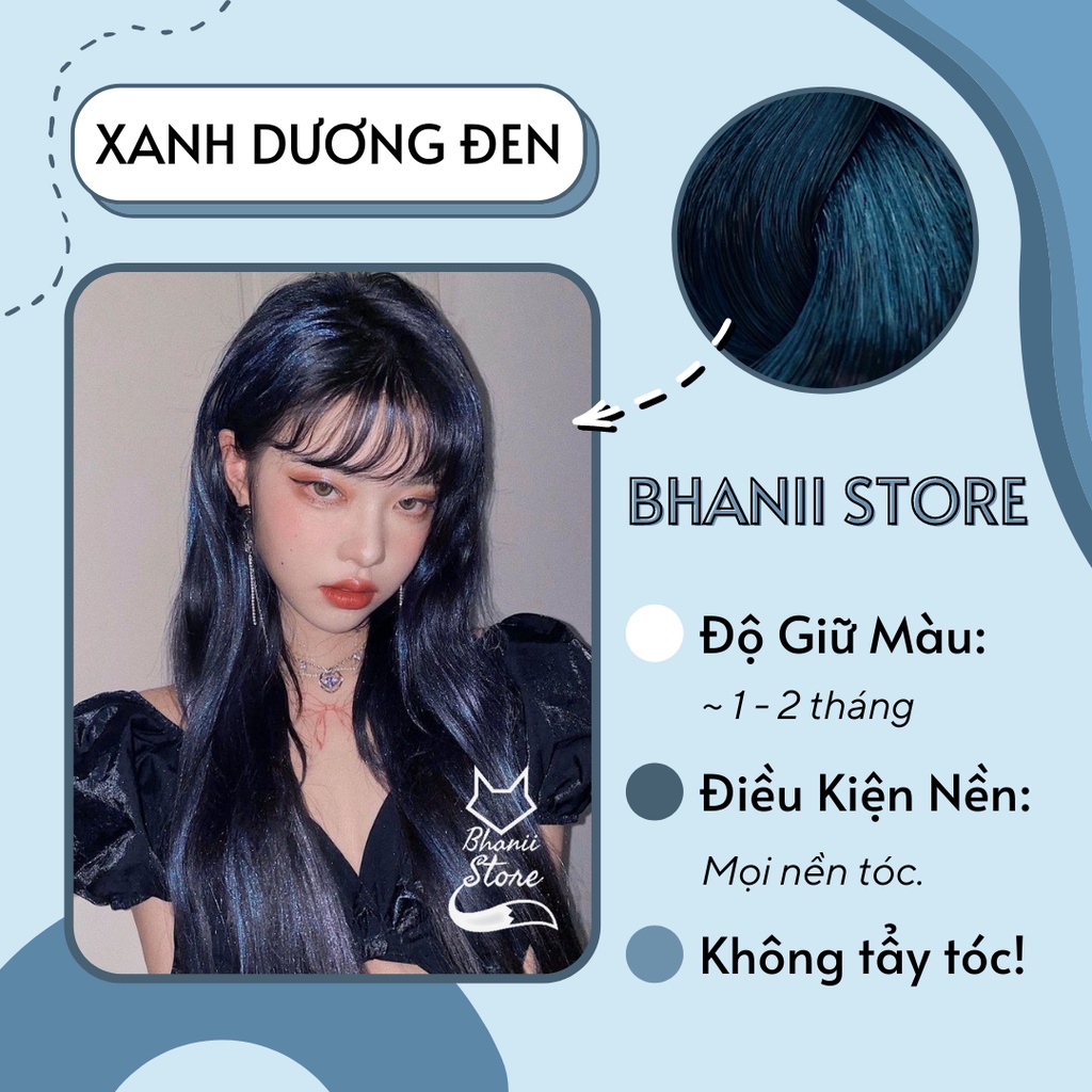 Thuốc nhuộm tóc Xanh Dương Đen Khói KHÔNG TẨY bhanii store