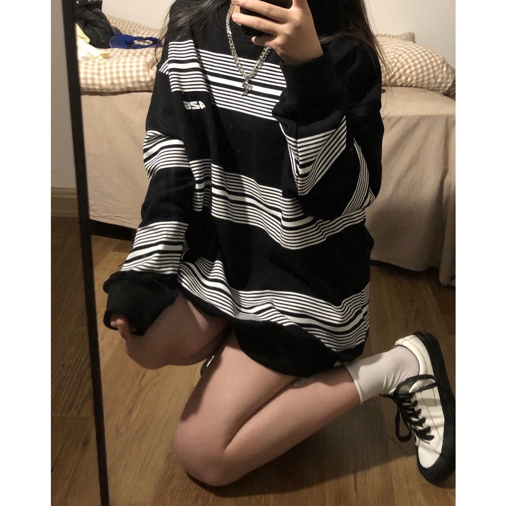 Mới Áo Thun Tay Ngắn Cổ Tròn Họa Tiết Kẻ Sọc Phong Cách Hàn Quốc Thời Trang Cho Nữ 2021 | BigBuy360 - bigbuy360.vn