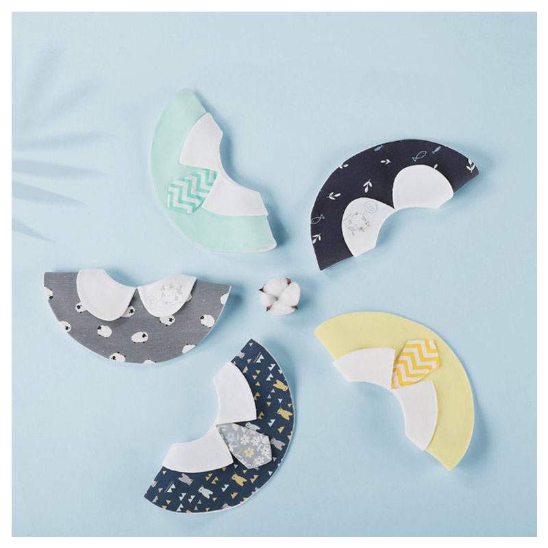 Yếm Ăn Cotton Mềm Mại Hình Tròn Xoay 360 Độ Thấm Hút Tốt Tiện Dụng Cho Bé