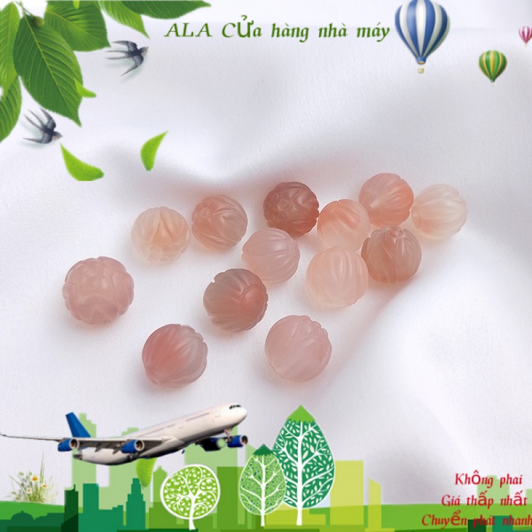 💖Đồ trang sức DIY💖Vòng Tay Hạt Đá Mã Não Tròn Chạm Khắc Hình Hoa Sen Tự Nhiên【Tinh thể tự nhiên / Đá quý】