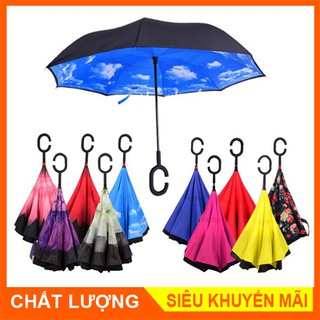 Ô dù mở ngược che mưa nắng nhiều màu tay cầm chữ C, đường kính 105 cm