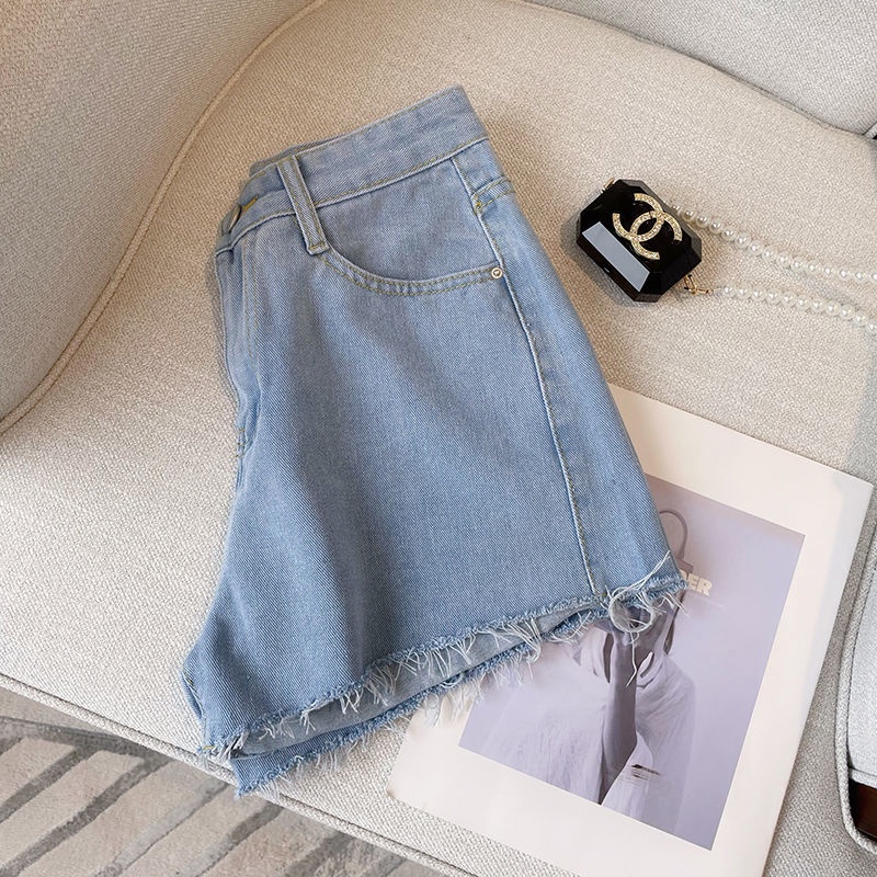 Quần Short Denim Dáng Chữ A Ống Rộng Thiết Kế Mới Trẻ Trung Năng Động