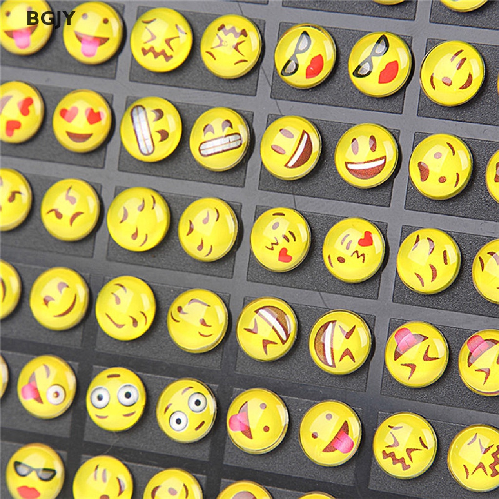 Set 36 Đôi Khuyên Tai Tròn Hình Mặt Cười Emoji Dễ Thương Mới
