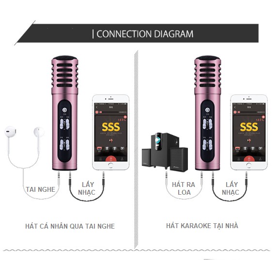Míc Thu Âm Hát Karaoke Livestream C9 Không Cầm Sound Card Tặng Kèm Tai Nghe