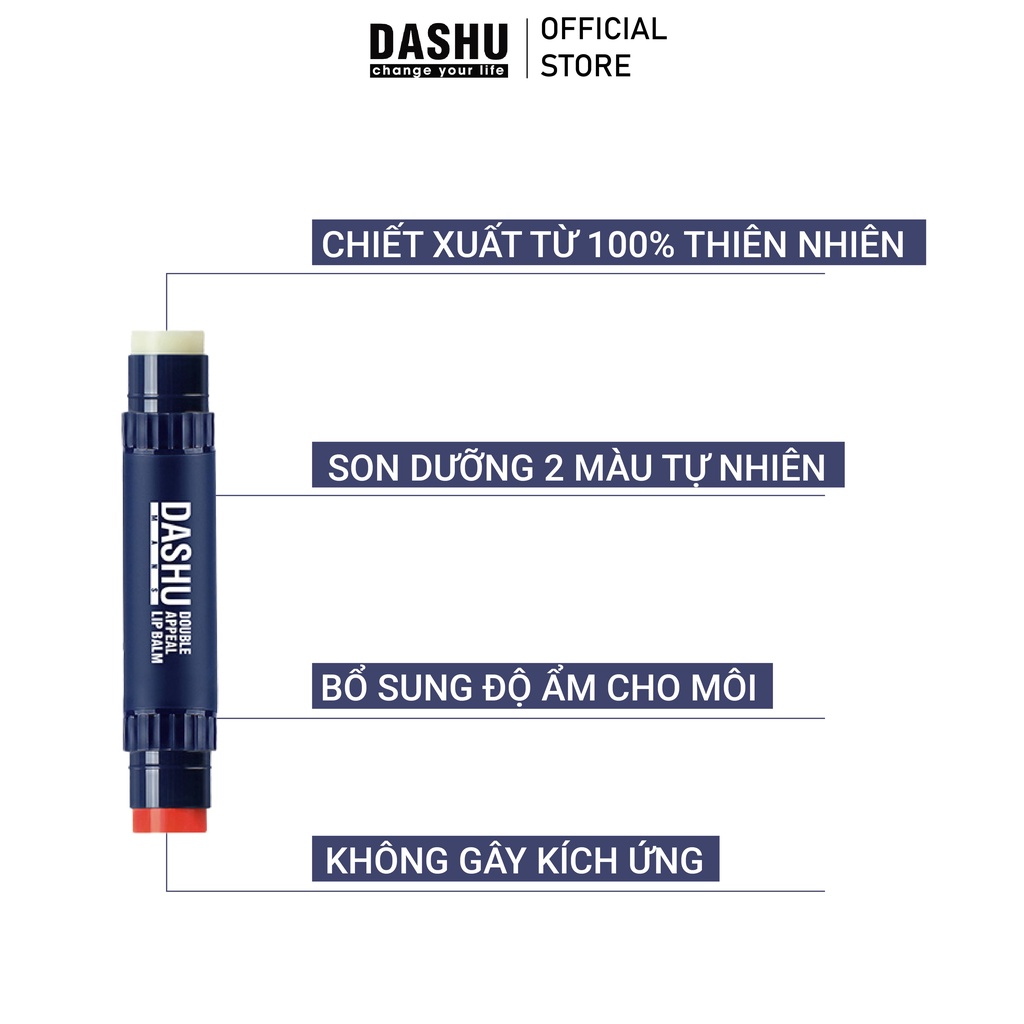 Son dưỡng môi 2 màu tự nhiên cho nam giới Dashu Man's Double Appeal Lip Balm