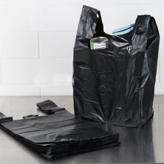 1 kg túi nilon đen có quai đóng hàng, đựng rác