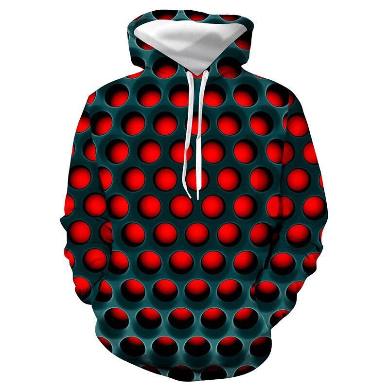 Honeycomb 3D Digital Print Loose Hooded Sweater Pullovers Women Men Baseball Sweatshirt Couples Hoodie