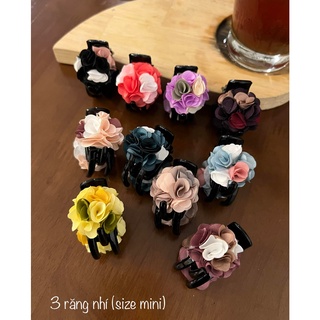 [NHÍ] Kẹp tóc càng cua 3 răng đính hoa cẩm tú cầu bằng vải Handmade