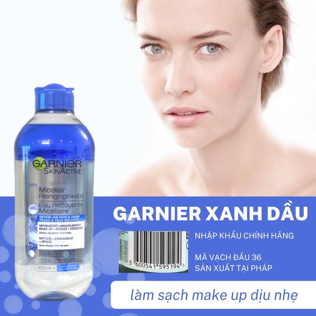 [Loại 400ml] Nước Tẩy Trang Micellar Garnier Hồng/ Vàng/ Xanh Skinactive Cleansing Water