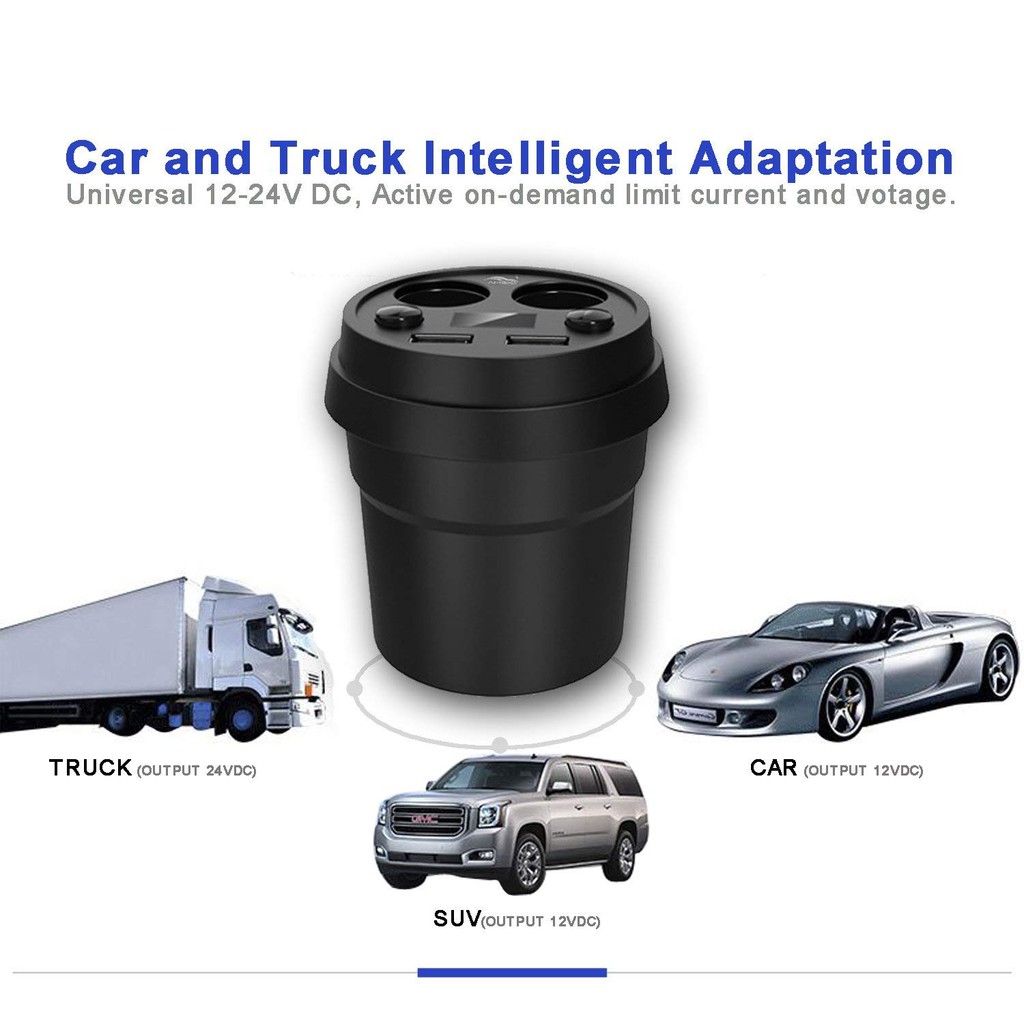 Bộ Chia Tẩu Sạc Và 2 Cổng USB Car Charger 2 USB PORTS Trên Ô Tô - Hàng Nhập Khẩu