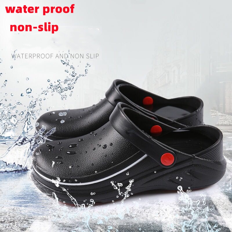 YO YO Dép nhà bếp an toàn PVC thân thiện với môi trường (Slip-Slip) Chăm sóc chống trượt Giày đầu bếp Vườn nhà bếp Phòng tắm chống thấm dầu Giày bảo hộ lao động an toàn cho nam và nữ