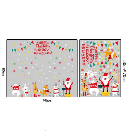Decal Trang Trí Noel Hai Mặt Hít Tĩnh Điện Không Dơ Kính- Noel Trắng Hợp Ca 03
