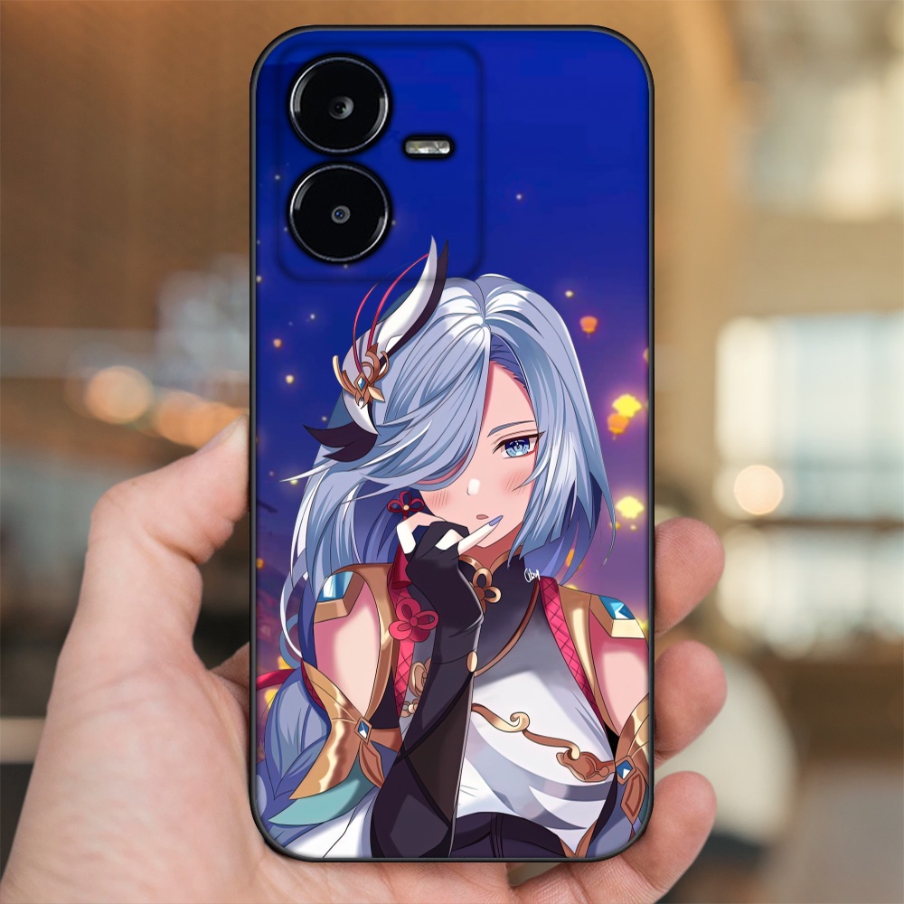 Ốp lưng Vivo Y22s viền đen in hình Shenhe Genshin Impact