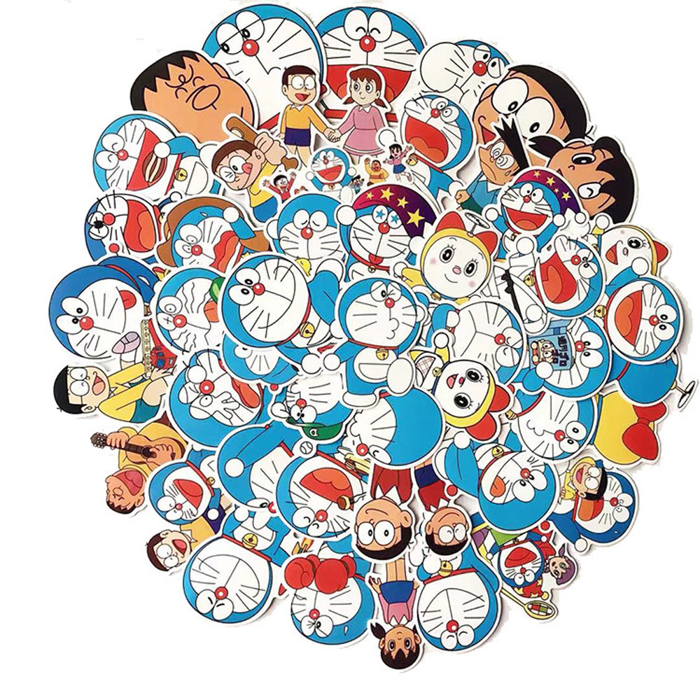 Set 60 Hình Dán Trang Trí Đa Dụng Họa Tiết Doraemon Dễ Thương