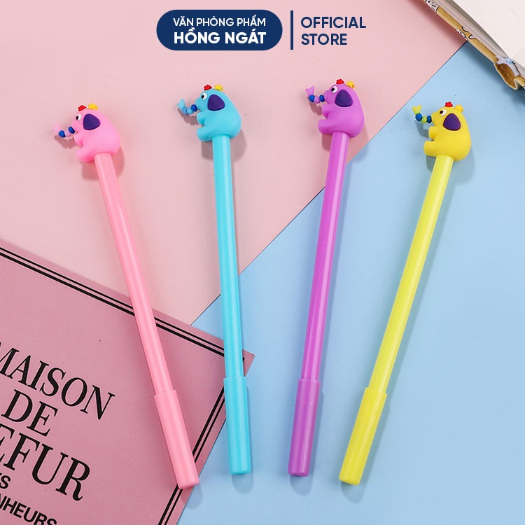 Bút bi cute con voi, bút bi nước mực gel đen ngòi 0.5mm nhiều màu dễ thương đồ dùng học tập văn phòng phẩm B17