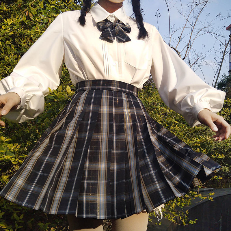 Ya Poem Honey New Arrivals【Firefly Starlight】With Gold OriginalJKUniform Plaid Skirt Japanese High School Student Pleated Skirt【5Month20Day After】