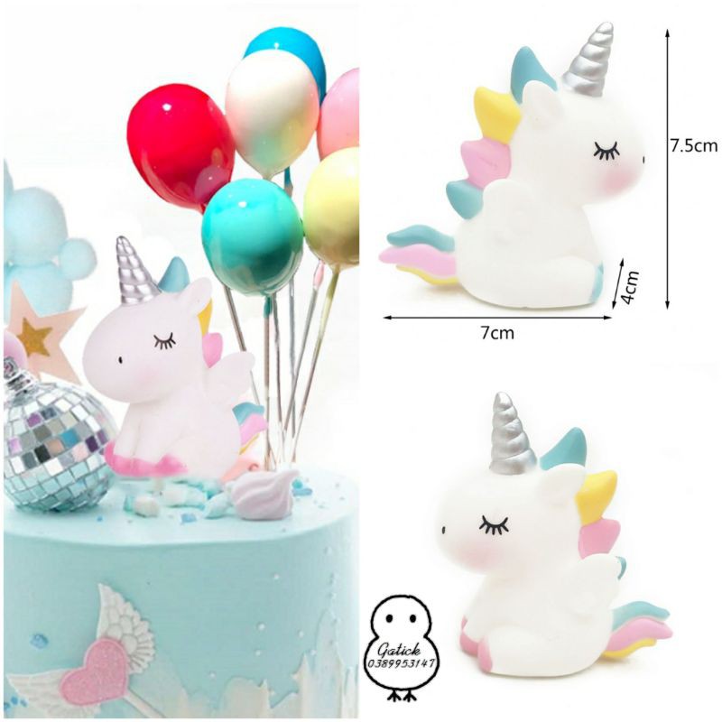 Ngựa 1 sừng trang trí bánh kem, ngựa uni, kỳ lân unicorn