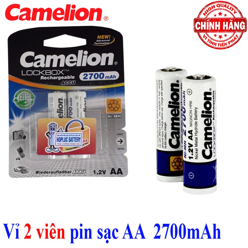 Bộ 2 Pin Sạc AA (2A) Camelion LockBox Rechargeable Accu 2700mAh - 1.2V