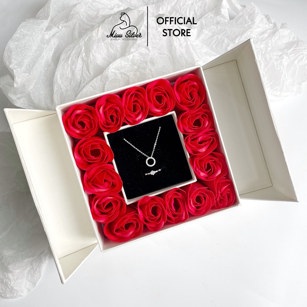 Hộp quà tặng sinh nhật, valentine có túi đựng, gift box hoa hồng có hộp đựng trang sức