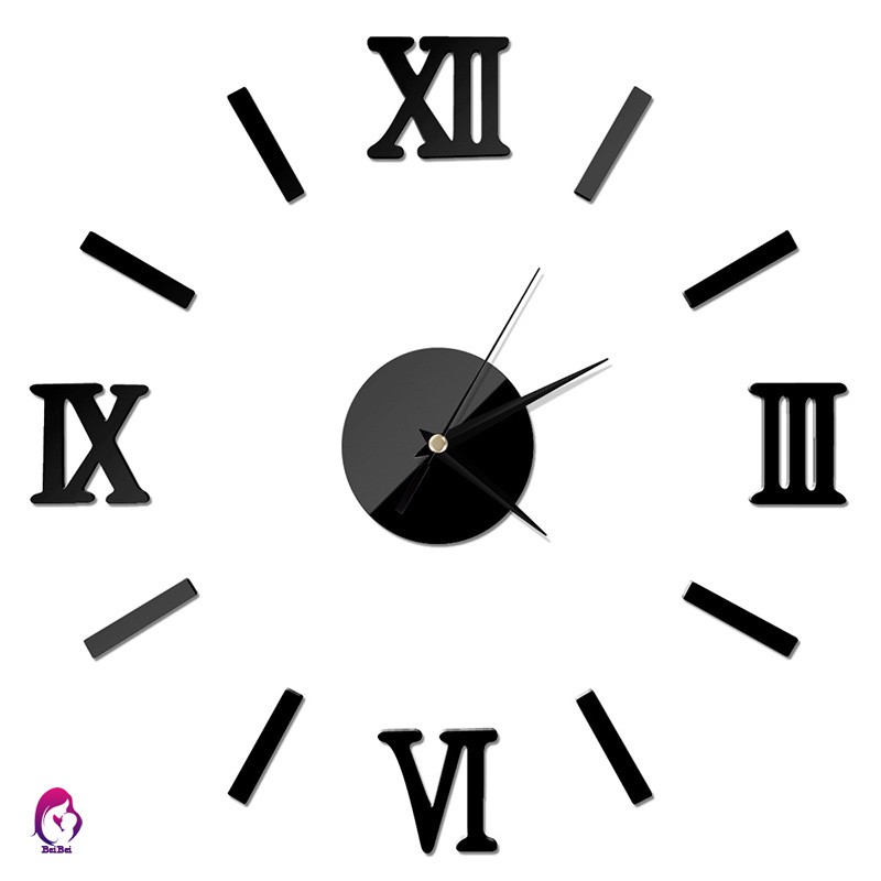 ♦♦ Large DIY Wall Clock Acrylic Mirror Stickers Roman Number Clocks for Living Room Home Office Deco