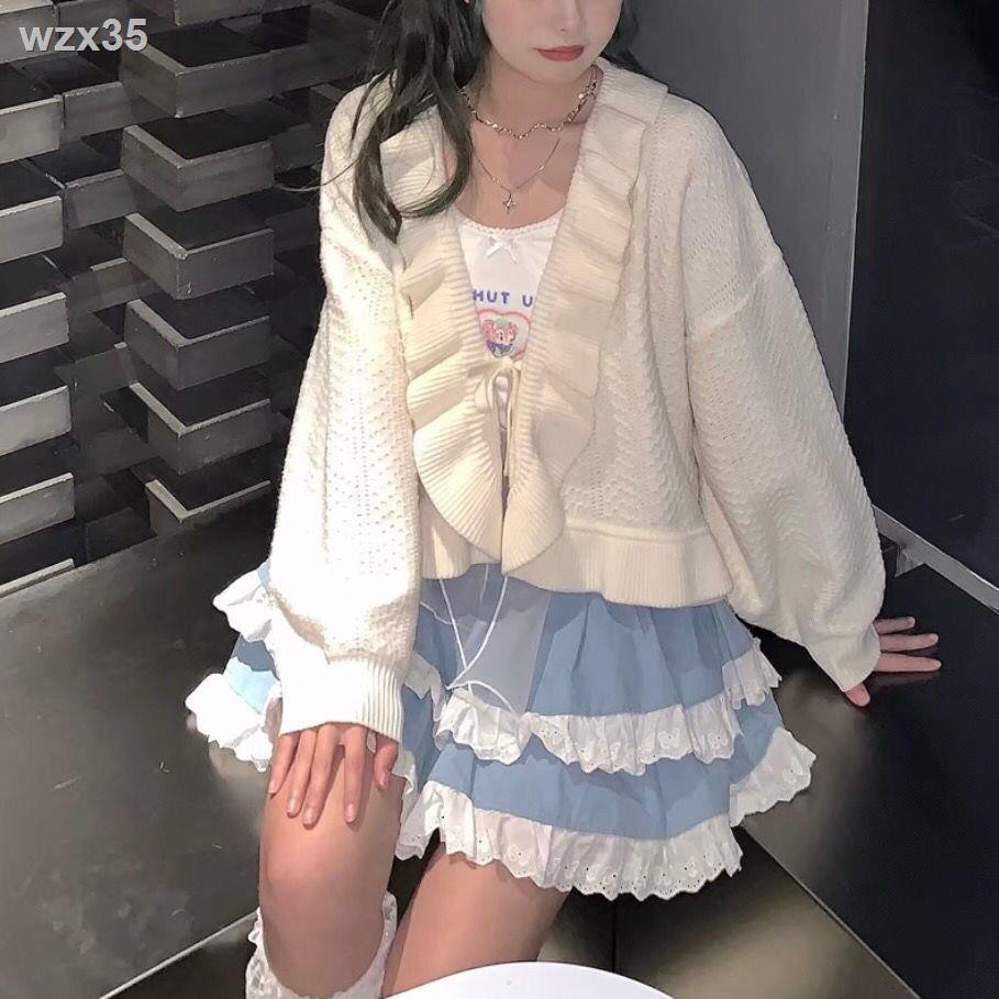 Váy bánh bèo Cô gái Nhật Bản mềm mại dễ thương băng ren gợn sóng Hàn Quốc bạn