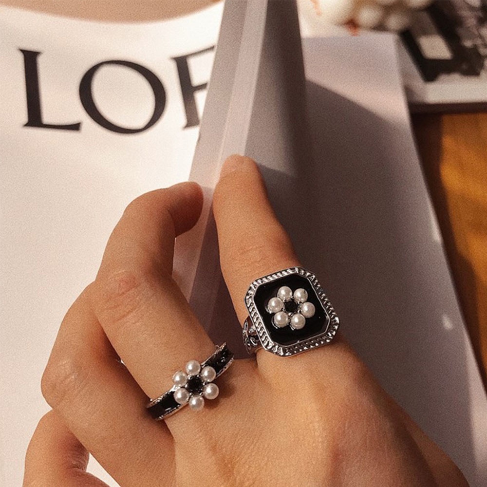 Nhẫn Đeo Ngón Tay Dáng Hở Aroma Hình Hoa Đính Ngọc Trai Nhân Tạo Đánh Dầu Bóng Thời Trang Cho Phụ Nữ Thích Hợp Làm Quà