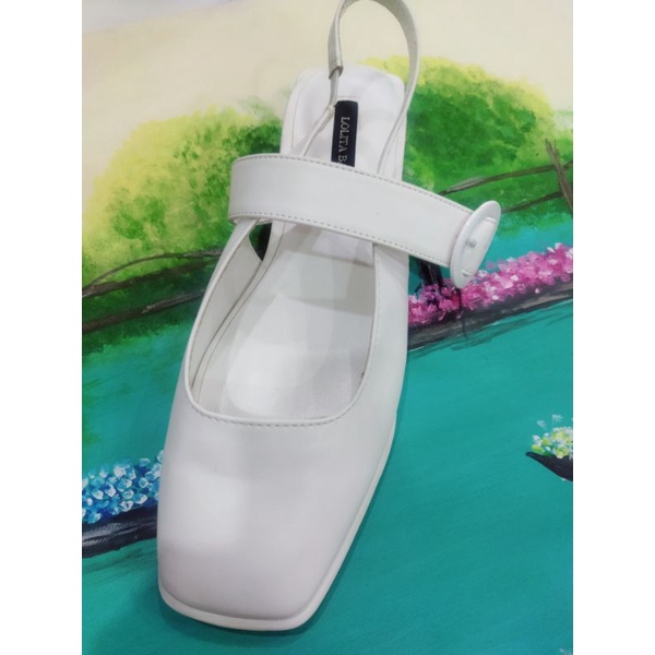 Giày Sục Nữ Lolita Quai Ngang Khoá Tròn, Dây Quai Khoá Sau Bít Mũi Gót Vuông Cao 3 Phân