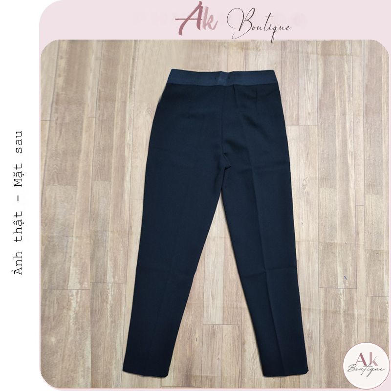 Quần tây nữ lưng thun cạp lưng cao dáng baggy suông dài kiểu basic màu đen khoá sườn mặc đi học sinh viên đi làm công sở | BigBuy360 - bigbuy360.vn