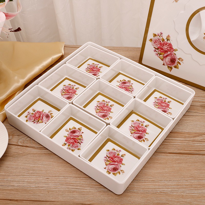 Khay Mứt Tết Chia Ô Hình Vuông Đựng Bánh Kẹo Ngày Tết