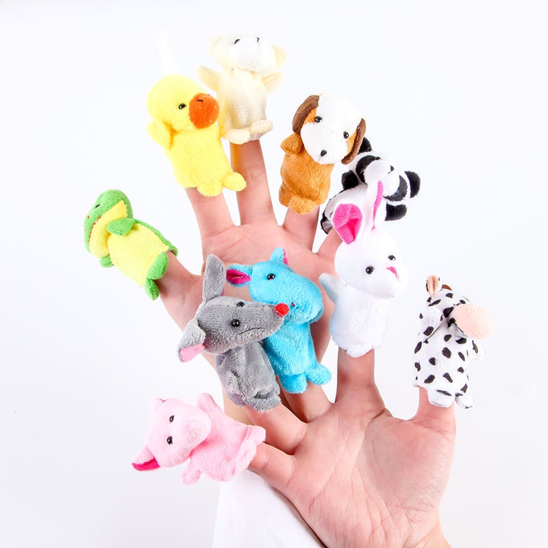Set 10 Thú Nhồi Bông Đeo Ngón Tay Hình Động Vật Dễ Thương Cho Bé