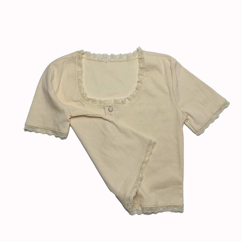 Áo croptop bigsize 55-90kg KimFashion, áo kiểu croptop bigsize nút phối ren AT08-T