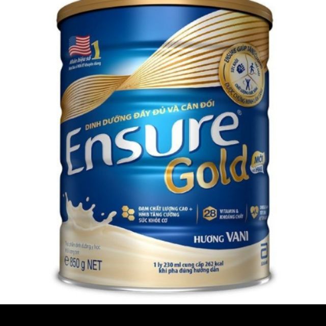 Sữa bột Ensure Gold (HMB) Vani 850g date 2021