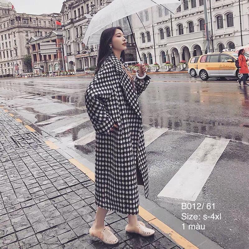 Áo măng tô chất dạ 2 lớp dày dặn, hoạ tiết kẻ caro thời trang 😍