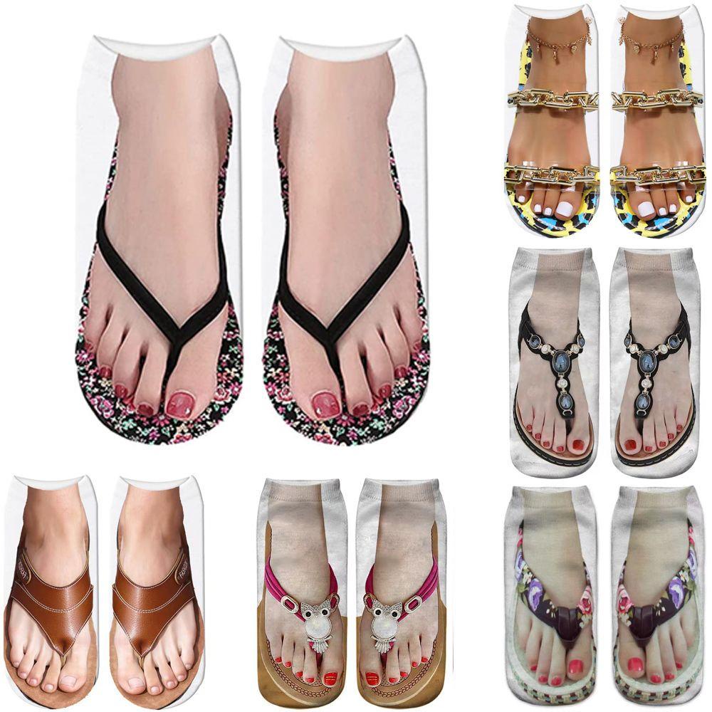 Vớ Cotton Mềm Cổ Thấp Thoải Mái In Họa Tiết 3D Cho Thanh Thiếu Niên