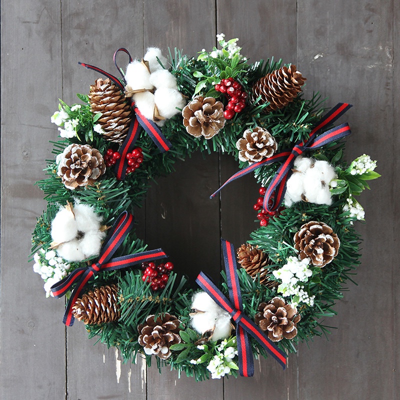 Đồ Trang Trí Giáng Sinh 30cm Garland Mô Phỏng Vòng Hoa Treo Cửa Sổ Đạo Cụ Nền Cây Giáng Sinh Phụ Kiện