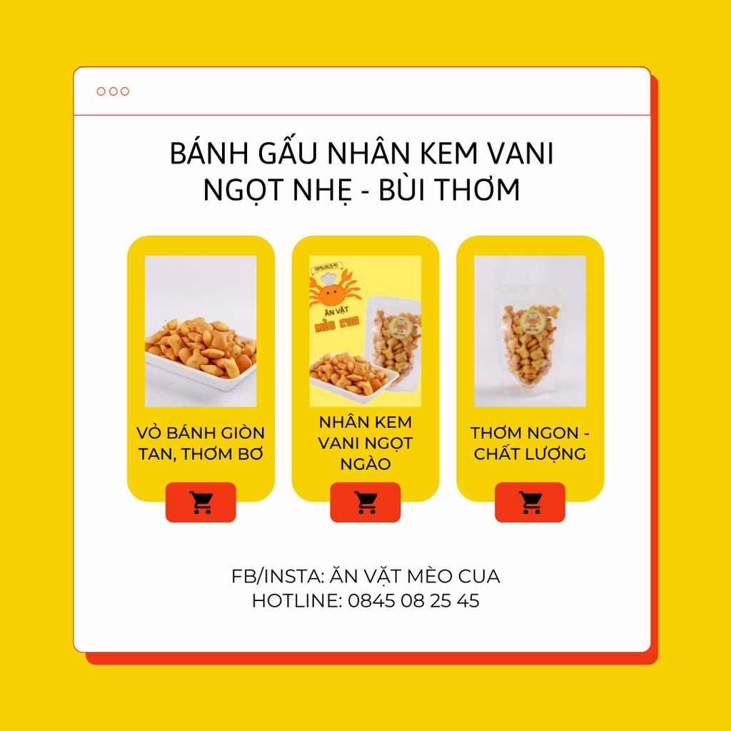 Bánh Gấu Nhân Kem Vani - Ăn Vặt Mèo Cua/Đồ Ăn Vặt