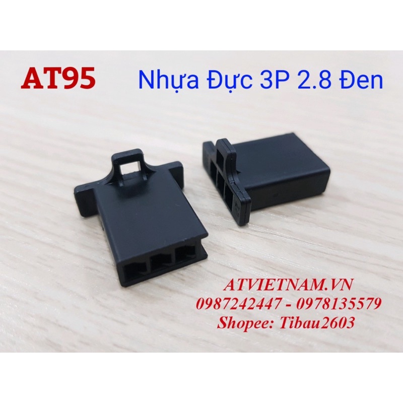 Giắc nhựa đầu đực ĐEN 3P 2.8 - AT95