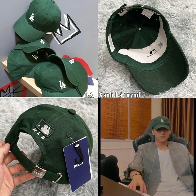 ￼Nón Mũ Lưỡi Trai LA NY MLB Xanh Lá Cây Rookie Ball LA Dodgers D.Green  Xịn, Mũ Nón Kết LA Xanh Rêu Xếp ( nón siêu rẻ)