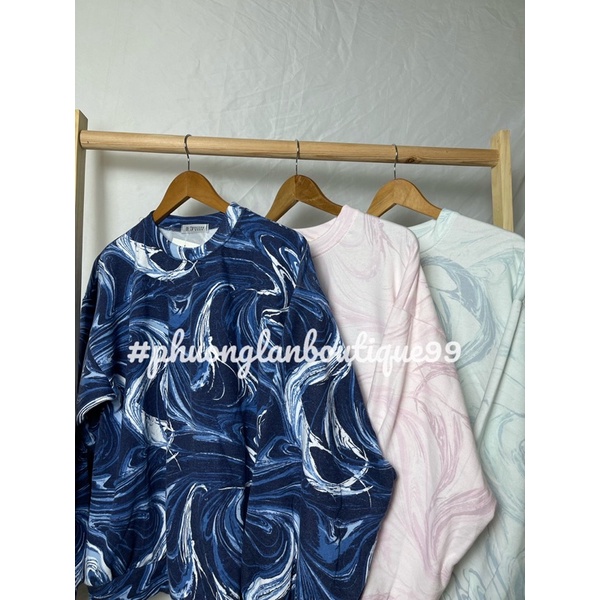 Set bộ  Set quần áo dài tay loang màu dành cho nữ PHULA thu đông oversize form unisex Ulzzang