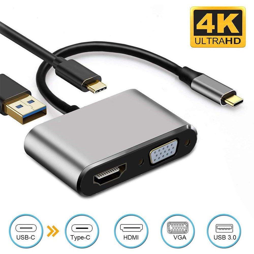 Cáp chuyển USB Type-c ra 4 cổng HDMI/ VGA/ USB và cổng sạc hỗ trợ chế độ Dex - UHV41160