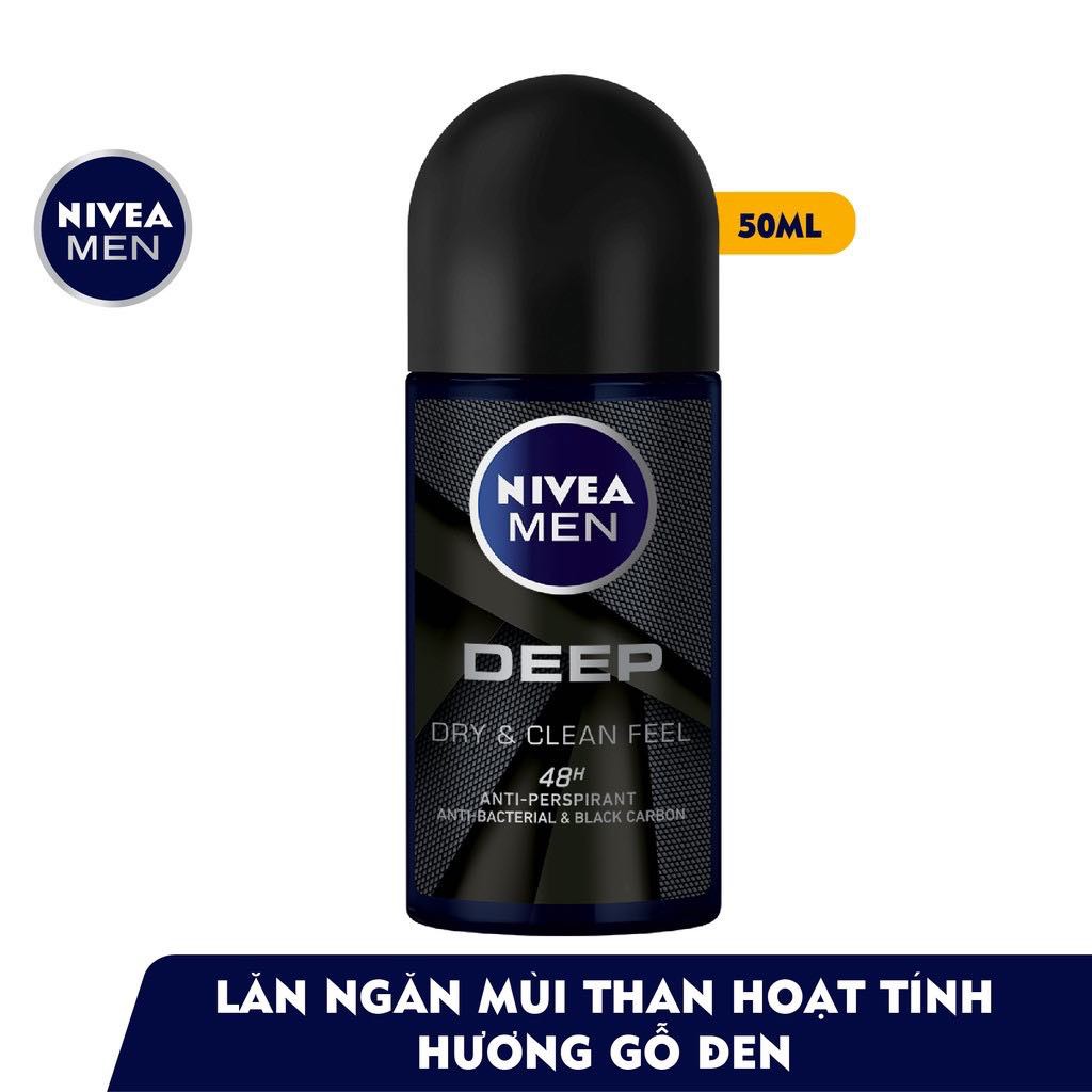 Lăn ngăn mùi NIVEA MEN Deep than đen hoạt tính (50ml)