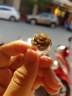 Nhẫn bạc hoa mẫu đơn saphia