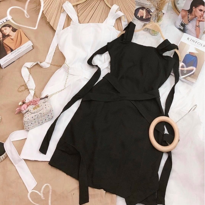 Đầm body dự tiệc hai dây, váy dự tiệc hai màu