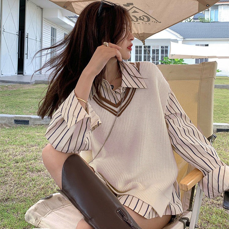 Áo khoác gile NZN dệt kim cổ chữ V thời trang dành cho nữ