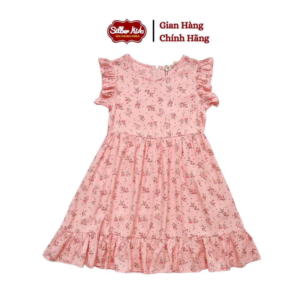 Váy Bé Gái 25-43kg Cộc Tay Dáng Xòe Phối Bèo Tay, Bèo Gấu SILBER KIDS