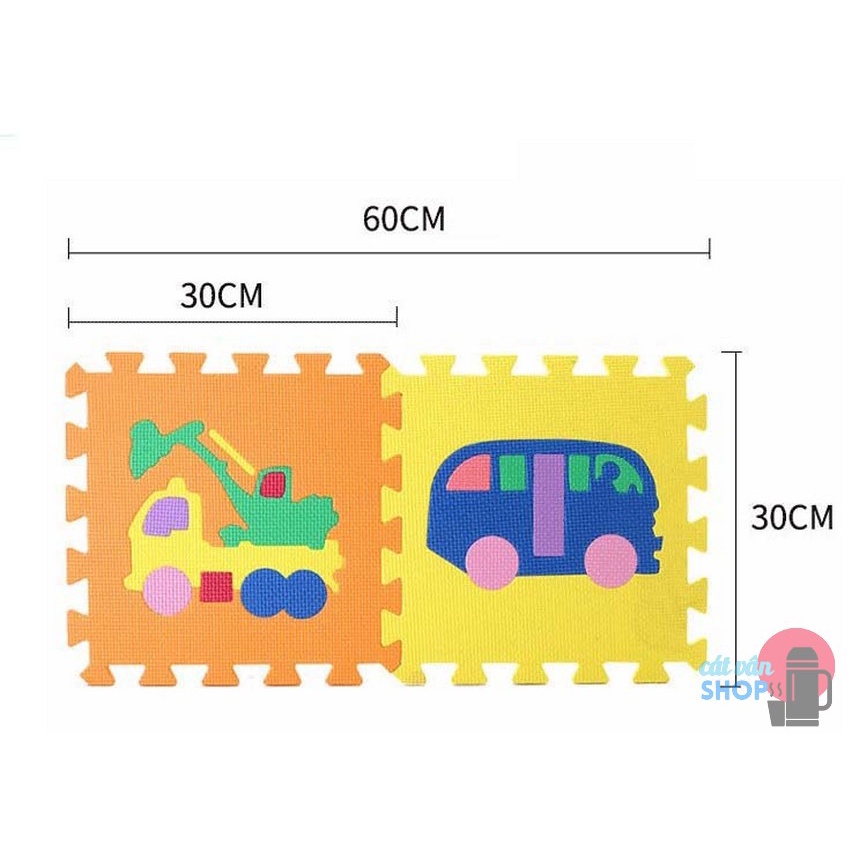 Thảm xốp Eva lăp ráp Lock&amp;Lock chủ đề xe dày 10mm kích thước 300mm*300mm ETM288