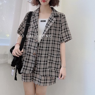Set kẻ áo vest