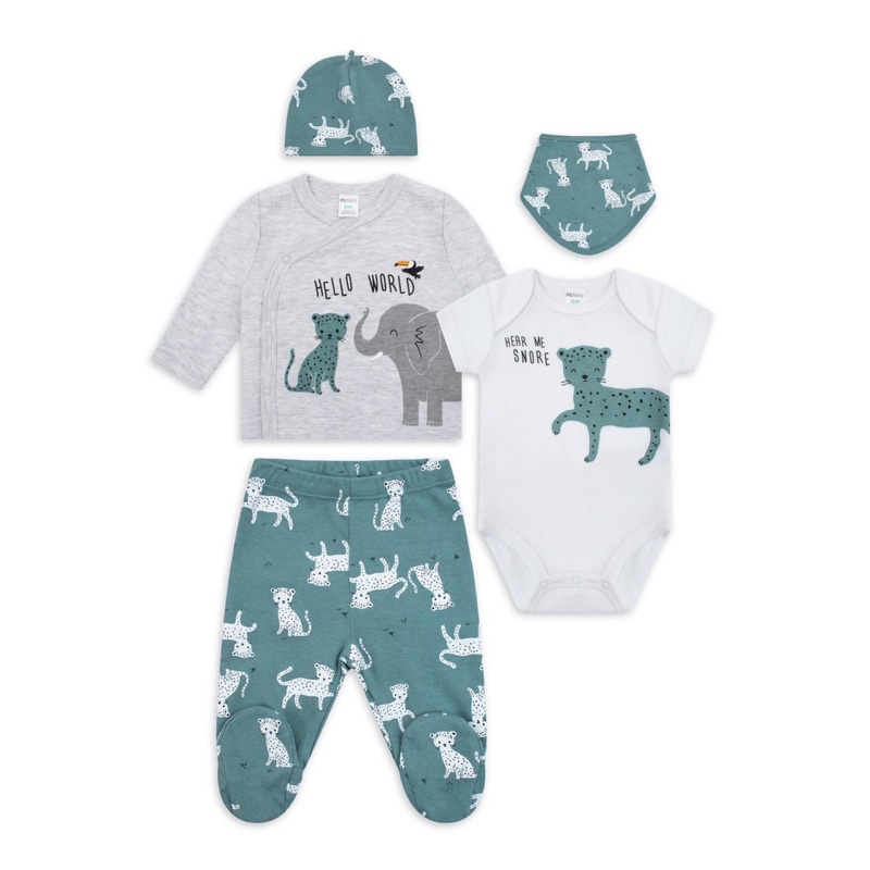 Set body 5 chi tiết PLBaby 3-10kg (gồm yếm, mũ, body suit, áo, quần liên tất)